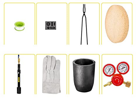 Kit de four de fusion de métal de four de fusion de Propane de 2/4/5/6/10 KG avec le creuset de Graphite et la forge de diable de pinces de coulée facile à utiliser(4KG)