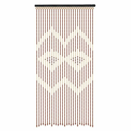 PINYELIN Rideau de porte en perles de bois - 31 brins - Rideau anti-mouches - Pour porte de terrasse, chambre à coucher, salon