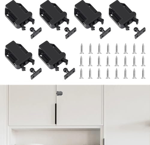 Eophmi Touch Release Catch,6 PCS Touch Release Open Catch Cupboard,Push to Open Door Catches,Push Open Door Catches,Cupboard Catches and Latches,ABS Push Latch for Cupboard and Drawer