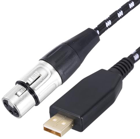 sourcing map Cable de micrófono USB, adaptador USB macho a XLR hembra para micrófonos, karaoke, grabación, grabación en casa, 10 pies