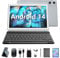 KADYBE 2025 - Tablet Wi-Fi 6 Android 14 da 10 pollici, 64 GB ROM (512 GB TF), Octa-Core, certificazione GMS, 5 + 13 MP, 1,8 GHz, 7000 mAh, tablet PC con tastiera e mouse, colore: argento