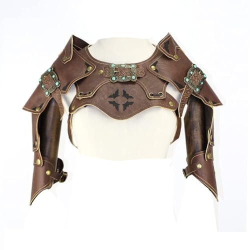 AIYINIY Mittelalterliche Retro-Steampunk-Schulterpanzer, Kunstleder, Weste, Rüstung, verstellbare Körper-Brustpanzerung für Damen und Herren, Halloween, Cosplay, Kostüm, Zubehör (braun)