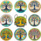 Kuaikely Lot de 8 dessous de verre ronds antidérapants avec support Motif arbre de vie 5D pour tasses à bière, café, maison et bar