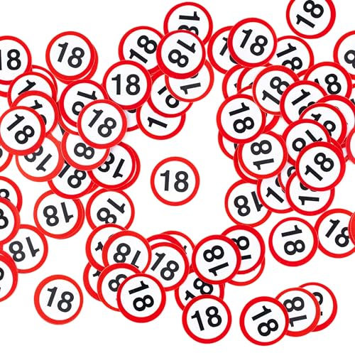 18 Geburtstag Deko Konfetti Verkehrszeichen rot/weiß - Originelle Dekoration für einen gelungenen 18. Geburtstag Junge oder Mädchen - Tiwoca
