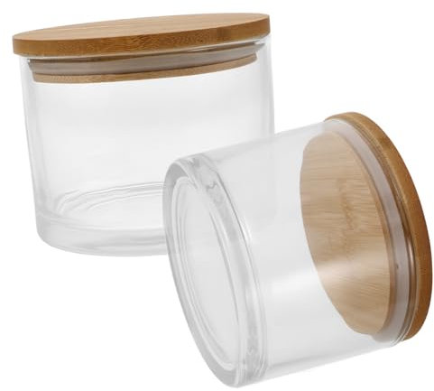 Tofficu Lot De 2 Pots À Bougies En Verre Avec Couvercles Pour Bougies Chauffe-plat Et Centres De Table