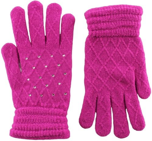 Foxbury Guanti da donna con strass, rosa, taglia: taglia unica, Rosa, Taglia unica
