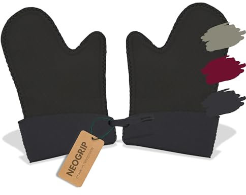 Ofenhandschuhe – Neopren – Topfhandschuhe bis 250 °C - Ofenhandschuhe Hitzebestaendig mit Rutschfestem Griff – Küchenhandschuhe Fleckenabweisend – Professionelle Backhandschuhe in Einheitsgröße