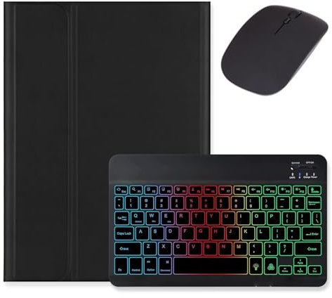 kaidisen Tastiera retroilluminata per iPad Pro 11 pollici (M4) 2024 Custodia per tastiera con mouse, custodia per tastiera a colori retroilluminata staccabile, nero+nero