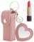 BNREOZA 1 pezzo Borsa portatile per rossetto, borsa per rossetto da viaggio, portatile in pelle PU, mini astuccio per rossetto alla moda con ciondolo d'amore per rossetto, rosa