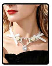Dishowme Kristall Herz Blume Choker Halskette Vintage Spitze Schleife Kragen Halskette Kette Strass Süße Lolita Schmuck Damen für Frauen