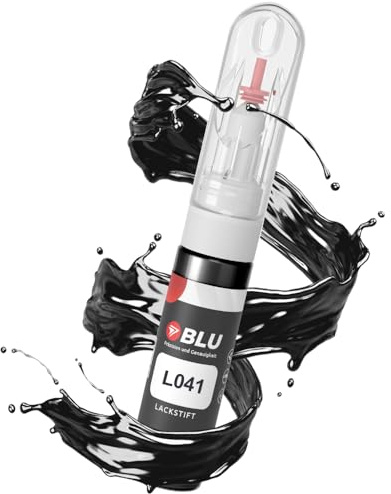BLU Lackstift Auto kompatibel für VW L041 LO41 SCHWARZ | Auto Lack Reparatur 2in1 Ausbesserungslack Pinsel + Nadel
