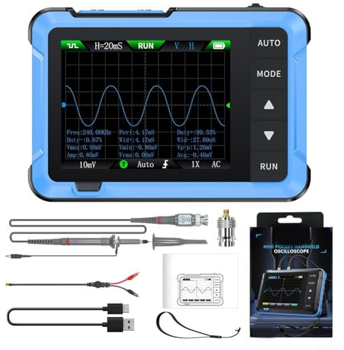 DSO-510 Handheld Oscilloscope/DDS Signal Generator 2 in 1, Digital Portable Automotive Oscilloscope 2.8 inch TFT, 10MHz Bandwidth, 48MS/s Sampling Rate, Trigger Function Auto/Nomal/Single