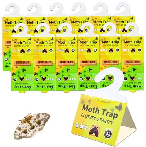 PIWOSGOL 12 Stück Lebensmittelmotten Falle insektizidfreie Gegen Lebensmittelmotten Klebefalle gegen Nahrungsmittelmotten zur Befallsermittlung, Monitoringfalle gegen Lebensmittelmotten