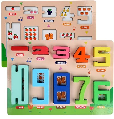 Poupangke Digitale Bausteine, Bauklötze, Nummer – 1-10 Zahlen Holzbausteine | STEM-Aktivitäten für Mädchen und ab 3 Jahren, Lernen