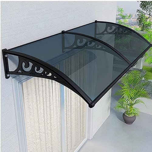 GUQASDV Marquise De Fenêtre en Métal, Auvent De Porte D'entrée avec Support en Acier Plastique, Protection UV, Pluie, Neige, Soleil(Gray,120x600cm/47 x236)