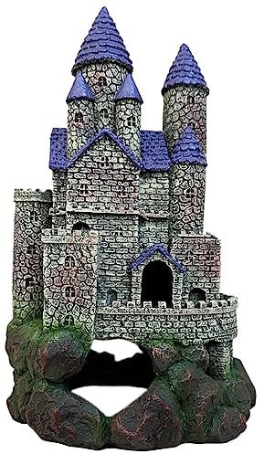 SLOCME Aquarium Mittelalter Harz Schloss Dekorationen – Aquarium Gothic Schloss Versteckhöhle Ornament