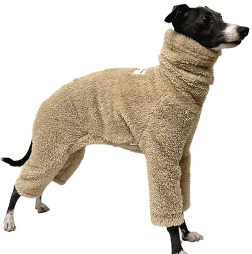 Warmer Fleece-Pyjama-Overall Für Hunde, Ganzkörper-Rollkragenpullover Für Haustiere Für Italienische Windspiele Und Whippets, Weicher Pullover Für Hunde, Wintermantel, Haustierpullover(Brown,Size 1)