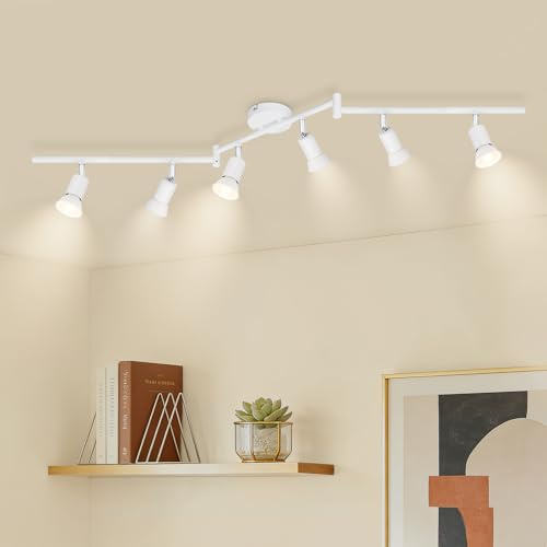 Ketom Deckenstrahler LED 6 Flammig, GU10 Deckenlampe Weiß, Schwenkbar