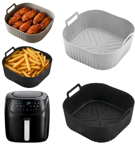 Glamifyr 2 Stück Silikonform HeißLuftfritteuse,Russell Hobbs Airfryer Zubehör,Airfryer Silikonform 20x20,Russell Hobbs HeißLuftfritteuse Zubehör,Heißluftfritteuse Silikonform,Silikoneinsatz Airfryer