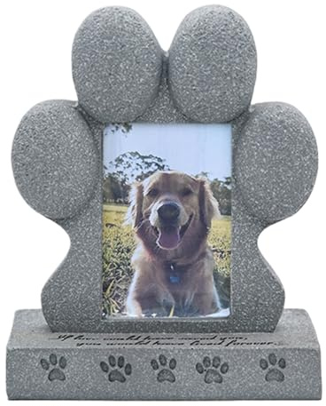Generisch -Gedenkstein – Pfotenförmiger Gartenmarker, Kunstharz | Hunde-/Katzen-Außendekoration, Fotorahmen-Display, wetterfeste, Ornament zur Erinnerung, langlebiges Grabandenken