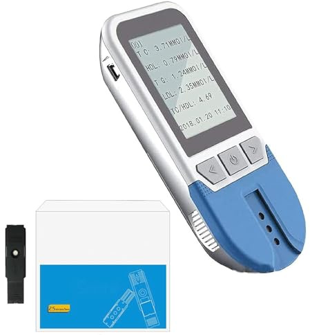 Zayuzo 5-in-1-Multifunktions-Lipid-Monitor-Messgerät, Test-HDL-Triglycerid-Cholesterin-Testmessgerät Mit 25 Streifen, 500 Gruppen Von Speicherwerten, 2 Minuten Schnelle Ergebnisse Für Heim-Lipid