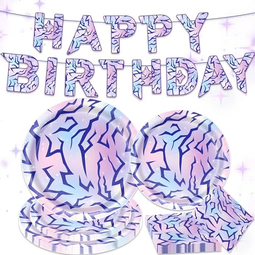 41PCS Purple Singer Stars Party Plates Napkins Birthday Banner Supplies | Y2K Concert Movies fans Prom Party Decoration Service 10