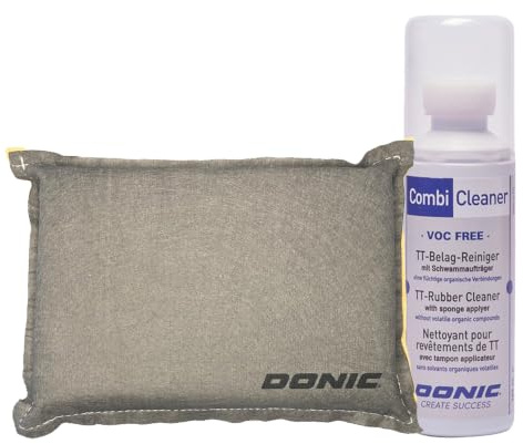 Donic Tischtennis Reinigungsset Combi Cleaner Belag Reiniger und Reinigungsschwamm, 100ml