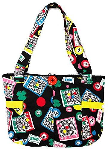 Modische gesteppte Bingo-Tasche mit einer großen und drei kleinen Innentaschen.