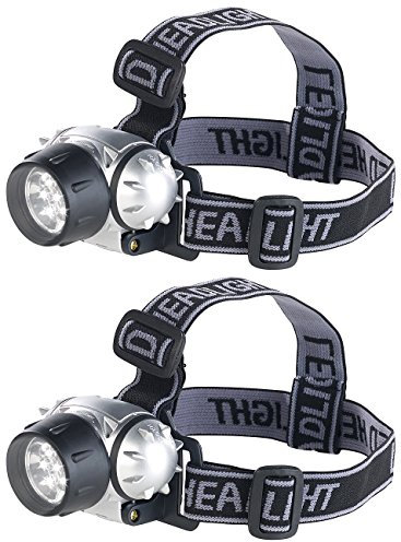 Lunartec Stirntaschenlampe: LED-Stirnlampe mit 7 LEDs und 3 Helligkeitsstufen, 30 Lumen, 2er-Set (Stirnleselampe, Stirnlampe Taschenlampe, Taschenlampen)
