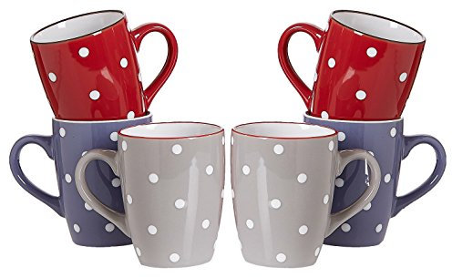 Ritzenhoff & Breker Kaffeebecher-Set Dots, 6-teilig, 300 ml, farblich Sortiert Geschirr, Keramik, 6 Stück (1er Pack), 6