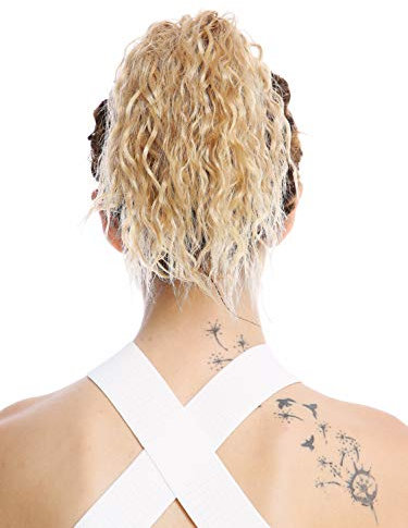 WIG ME UP - N67A-V-24B Haarteil Zopf Pferdeschwanz kurz voluminös lockig Krepplocken gekreppt Afro Kinks Goldblond Blond 25 cm