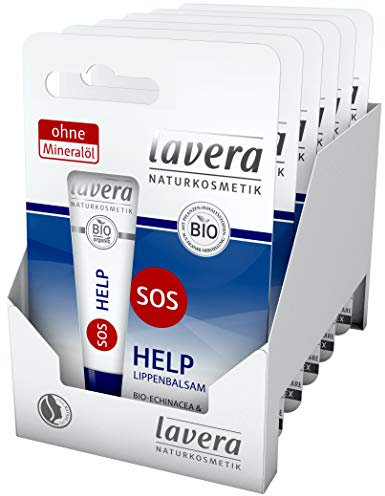 lavera SOS HELP Lip Balm ∙ Instant Aid ∙ Vegan Organic Plant Active Ingredients Natural Cosmetics Natural & Innovative Lip Care Pack of 6 (Pack of 1)