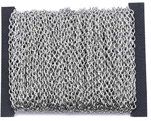 32.8ft Length Cable Link Chain Iron Twisted Cross Chains for Bracelet Necklace Jewelry Accessories DIY Making Chain - Small 4x6mm (White K)