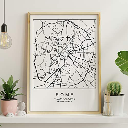 Nacnic Blade-Rom Stadtplan nordischen Stil schwarz und weiß. A3 Größe Plakat Das Bedruckte Papier Keine 250 gr. Gemälde, Drucke und Poster für Wohnzimmer und Schlafzimmer