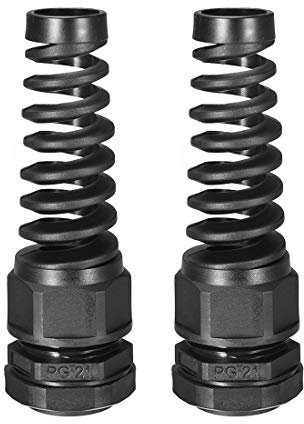 sourcing map PG21 Cable Gland Waterproof IP68 Nylon Joint Adjustable Locknut with Strain Relief for 13-18mm Dia Wire, 2 Pcs