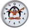 SELVA Kinderwanduhr, Pinguin-Motiv, Kunststoff-Gehäuse, Plastikglas, geräuscharm, für Mädchen und Jungen, Durchmesser 23 cm