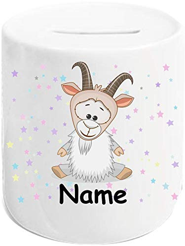 ShirtInStyle Spardose Sparschwein, Motiv Ziege, Kinder Tier Motive Namen Wunschtext