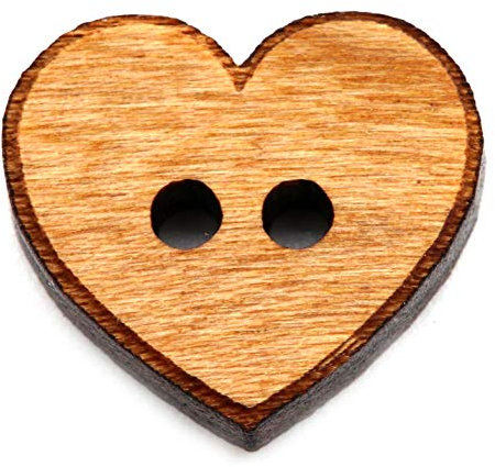 NaturSchatulle Holzknöpfe Motiv Herzform | 5 Stück Kirsche 2 Loch Knöpfe Holz DIY Basteln Nähen Schmuckherstellung Annähen Kinderknöpfe