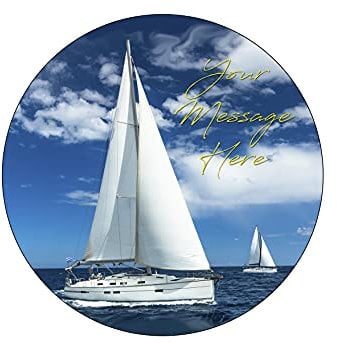 Orange Trading Dartmouth LTD A4 Edible Decor Icing Sheet PERSONALISED Sailing Boat Yacht 7-8 Circle Cake Topper Decoration - Great for larger cakes