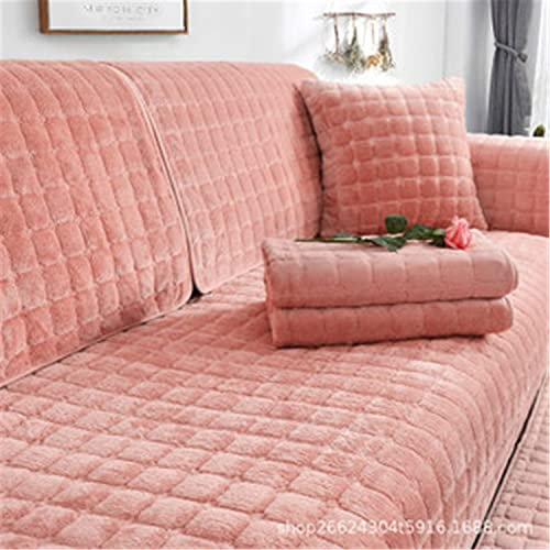 Sofa überzug Dicker Plüsch Schonbezug Sofabezug Gesteppte Sofa Sitzkissen Couchbezüge rutschfeste Sofaschoner Vor Haustieren Winter (Rosa,90 × 180 cm)
