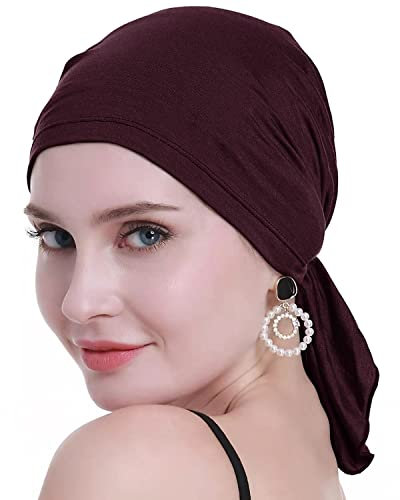 osvyo Bambus Chemo Kopftuch für Frauen mit Haarausfall - Krebspatienten Kopfbedeckung Turban in Versiegelter Verpackung Burgunder Wein