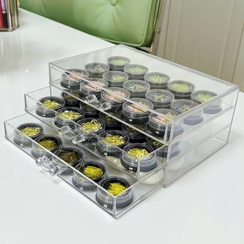 Guolich 3 Tier Nail Art Dekoration Aufbewahrungsbox Transparent Acryl Nail Art Schmuck Zubehör Aufbewahrungsbox Rack Regal Ständer Halter für kosmetischen Schmuck