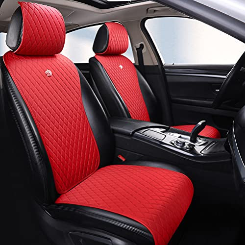 Menifomory China-rote Sitzbezüge, universeller Ledersitzbezug, bequemer Autositzbezug, 2/3 abgedeckt, 11 Stück, passend für Auto/Auto/SUV (A-China rot)