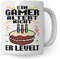 Gamer Tasse, Ein Gamer altert nicht - Er levelt Geschenkidee für Computerspieler, Gaming-Fans und Zocker Geschenk Kaffee-Becher Nerd Gaming Kaffeetasse mit Spruch lustig (Weiß)