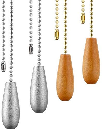 RIKEL 4 StüCke Decken Ventilator Kette Zieht Zugkette VerläNgerung Zugkette für Decken Leuchte Lampe Fan Kette (Silber und Farbe)