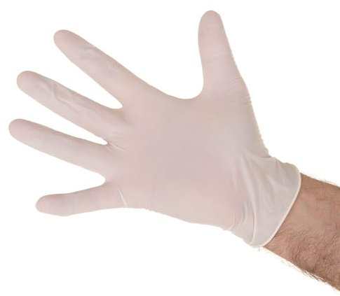 XARA - Guantes de Látex Natural Con Polvo - 5,5 Gr - Protección y Comodidad - Uso Médico y Alimentario - Caja Dispensadora 100 Unidades - Color Natural - Talla L - Pack100