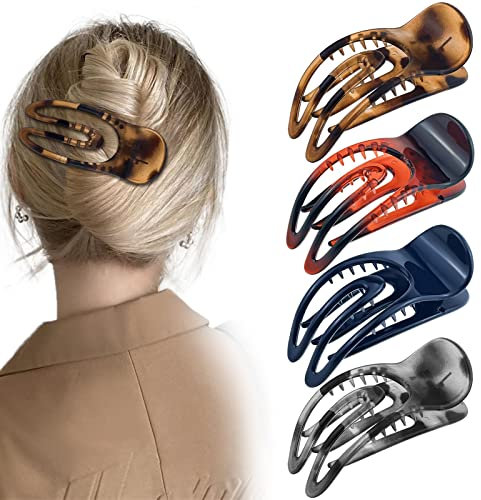 Lot de 4 pinces à cheveux plates françaises - 8,9 cm - Pinces à cheveux crocodiles - Tenue solide - Pinces à cheveux pour femme