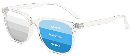 Firmoo Photochrome Sonnenbrille Progressives Multifokal Lesebrille 1.5x für Frauen Männer Anti Blaulichtfilter Computer Brille Lesebrillen Multifokal-Leser Blendschutz Augenbelastung