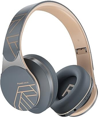 PowerLocus Edge Auriculares Inalámbricos Bluetooth, Cascos Bluetooth Plegables, Hi-Fi Estéreo, Auriculares Diadema con Micrófono Incorporado, Micro SD/TF, Incluye Custodia para iPhone/Samsung/PC