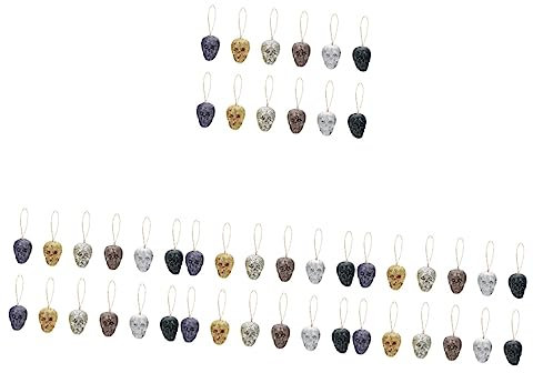 Toyvian 48 STK Totenkopf-anhänger Gefälschter Schädel Decoraciones para Sala De Casa Halloween-baumschmuck Halloween Hängende Verzierung Halloween-Glitzer Statue Schaum Mini Geschenk